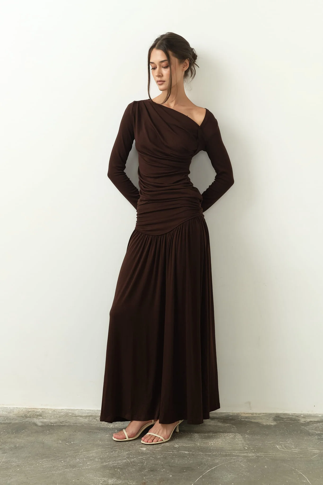Ariana Draped Top & Maxi Skirt Set in Viscose-Cotton Knit - Image 12