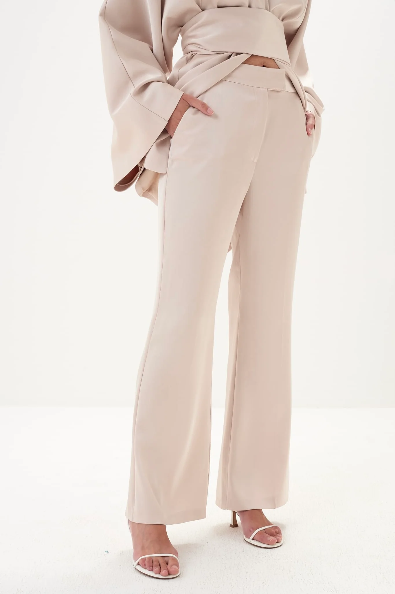 Elia Flared Pants in Satin