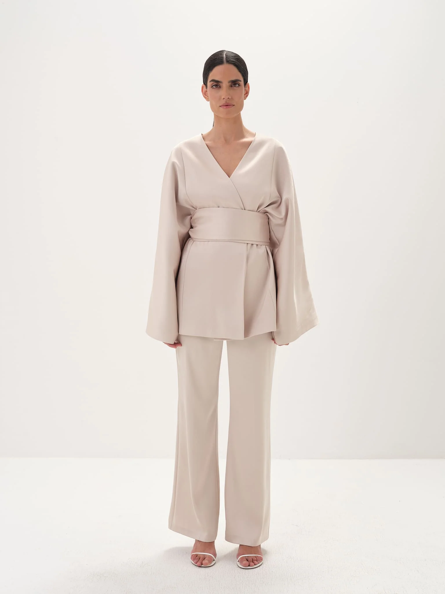 Elia Flared Pants in Satin - Image 2