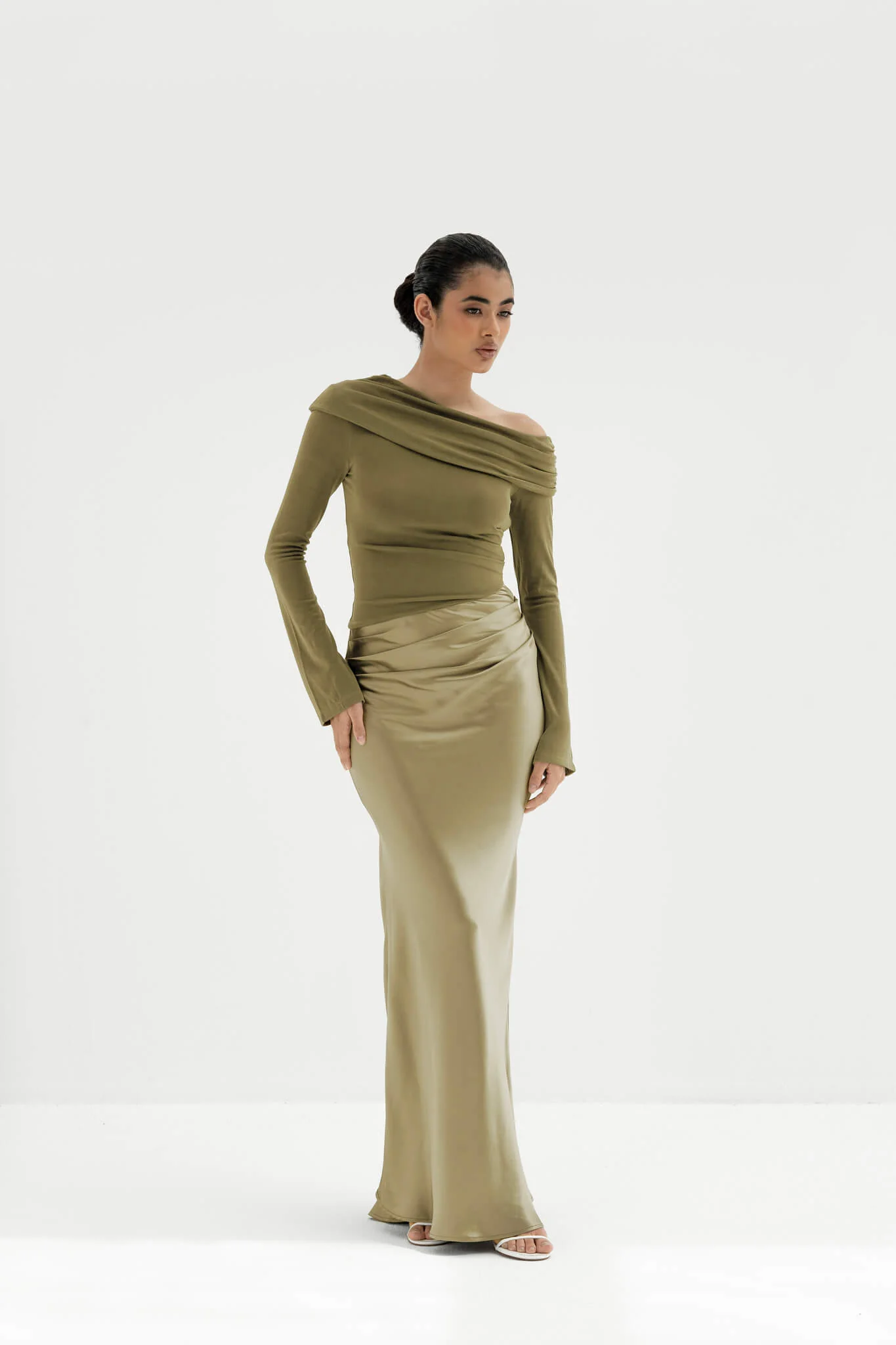 Eliane Asymmetrical Gown in Naia™ Satin - Image 2
