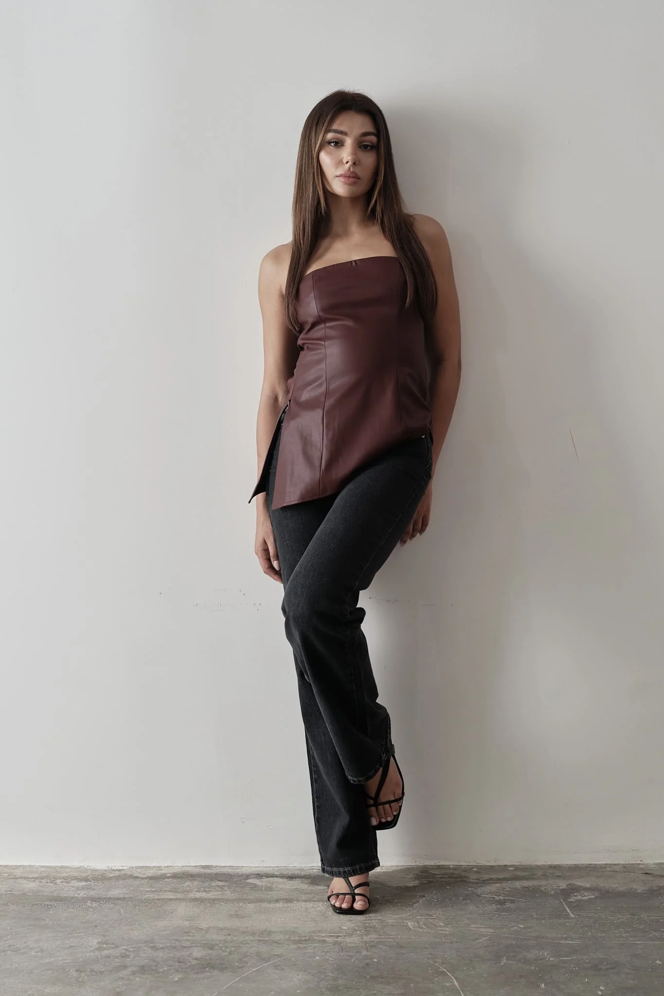 Ellie Strapless Leather Top - Image 3