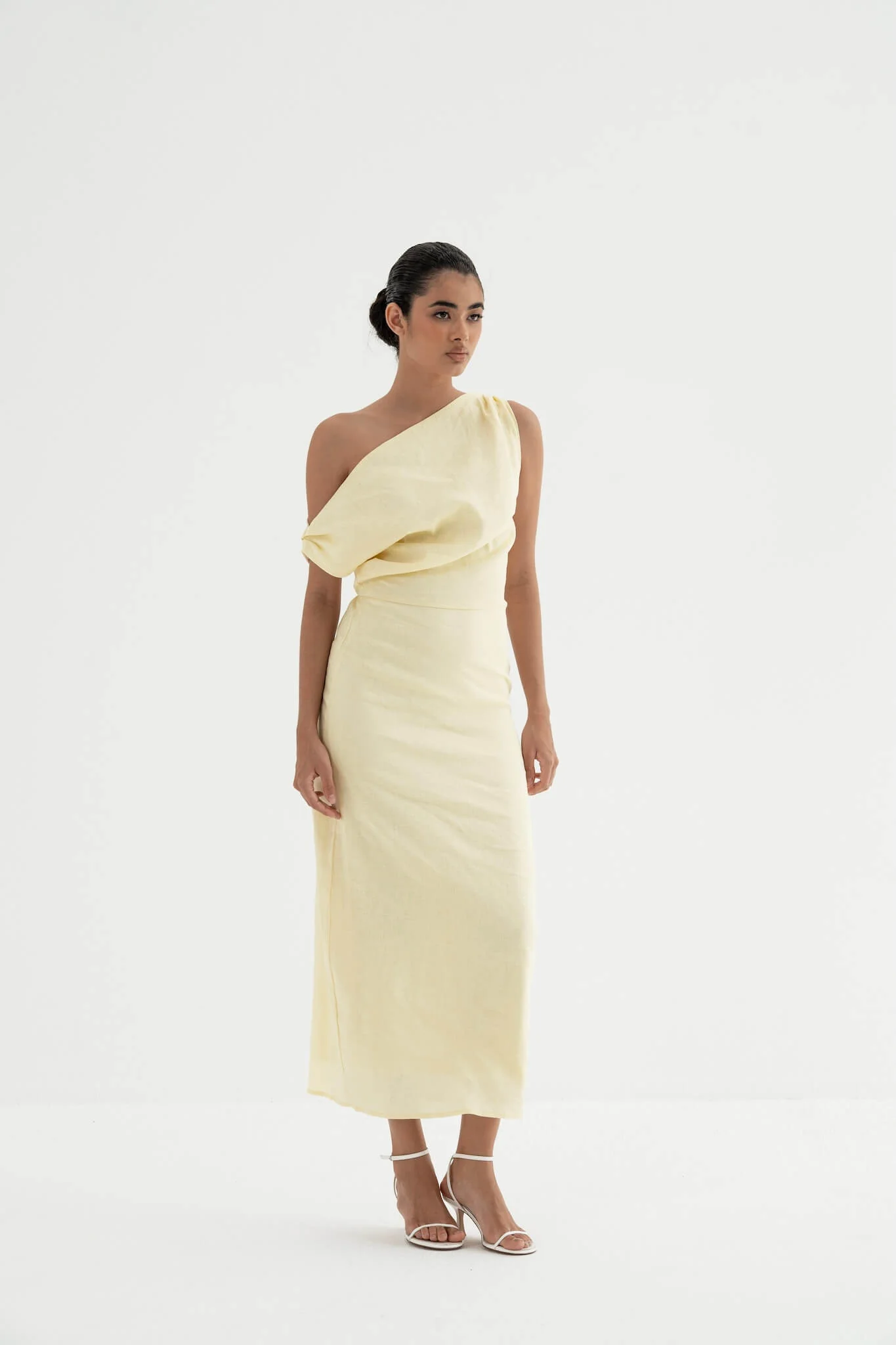 Sariya One-Shoulder Linen Dress - Image 11