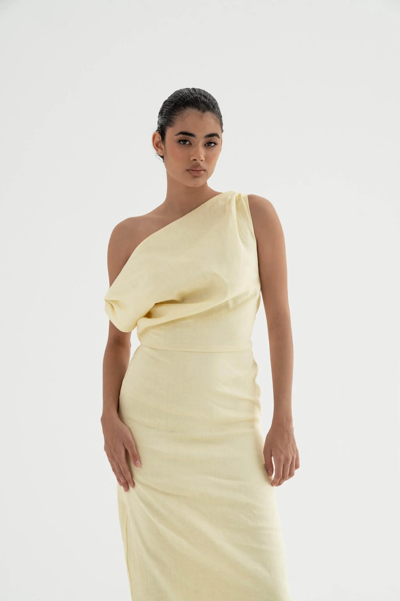 Sariya One-Shoulder Linen Dress - Image 8