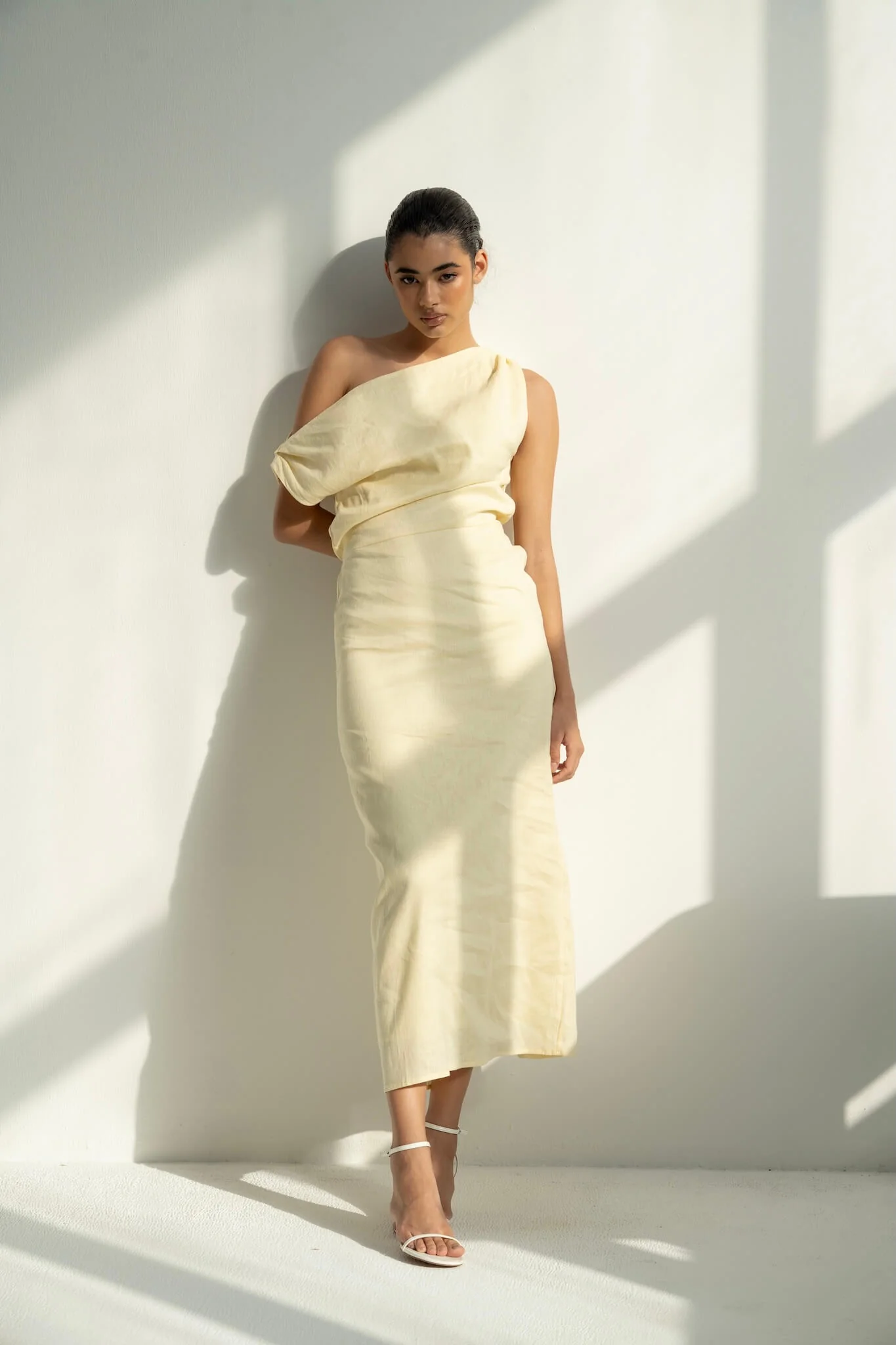 Sariya One-Shoulder Linen Dress - Image 9