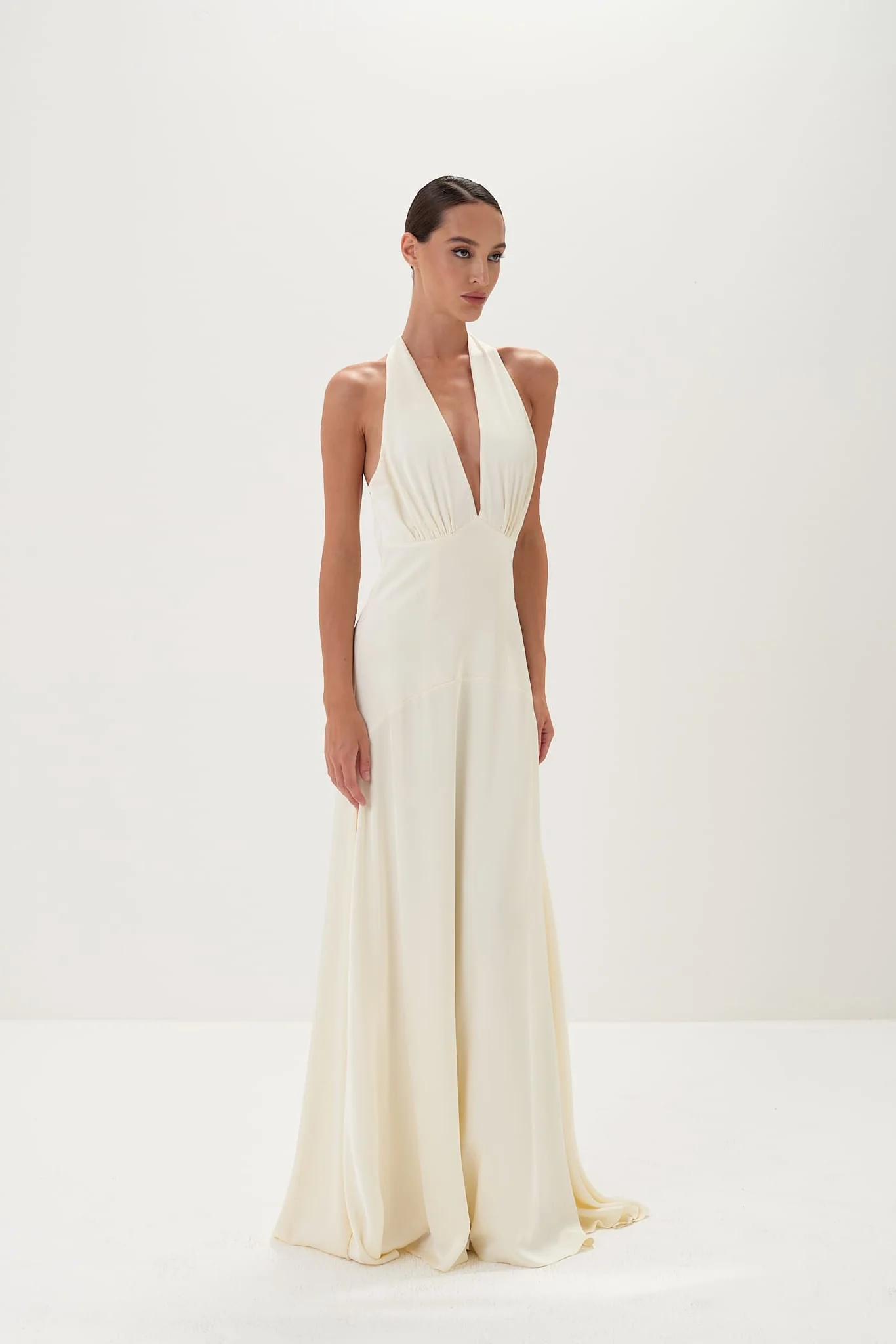 Serena Backless Halter Gown in Satin - Image 6
