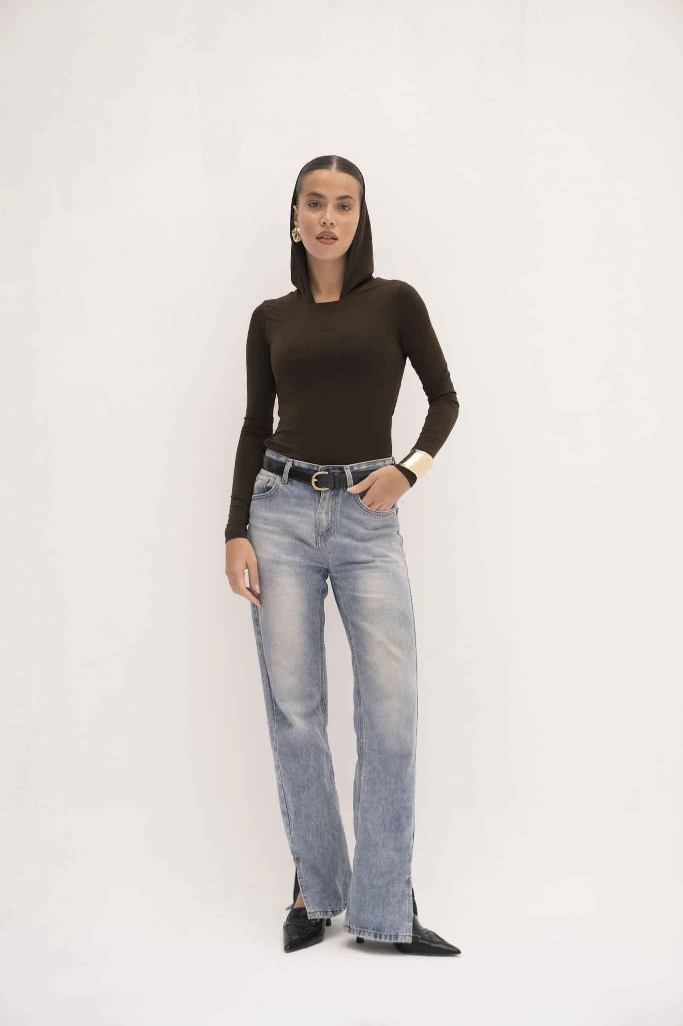 Urban Drape Hooded Long-Sleeve Top - Image 3